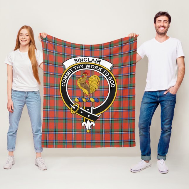Clan Sinclair Ancient Tartan Plaid Fleece Blanket (In Situ)