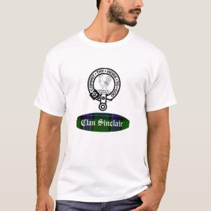 Clan Sinclair Crest Badge & Tartan Customisable T-Shirt