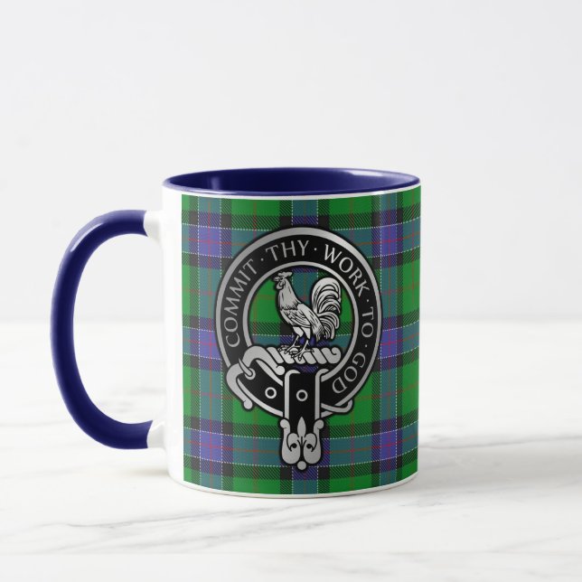 Clan Sinclair Crest & Hunting Tartan Mug (Left)