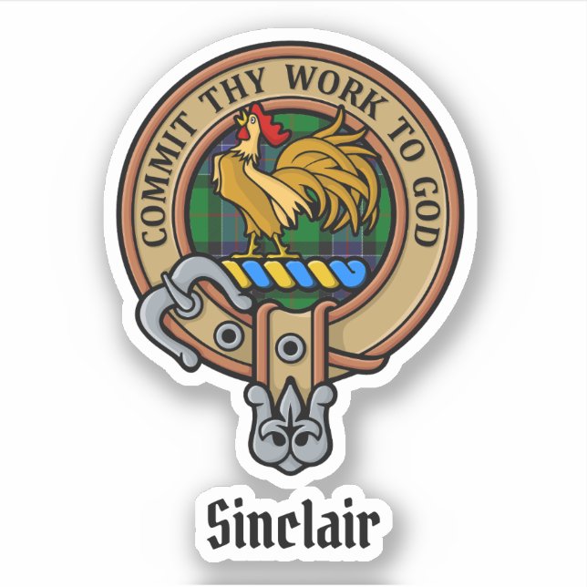 Clan Sinclair Crest over Hunting Tartan (Front)