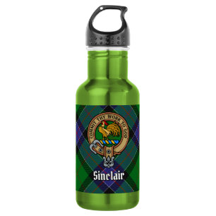 Clan Sinclair Crest over Hunting Tartan 532 Ml Water Bottle