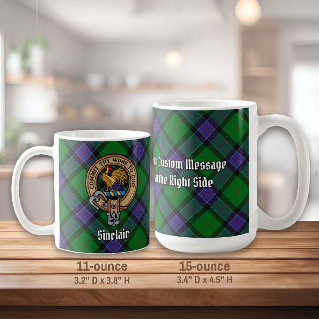 Clan Sinclair Crest over Hunting Tartan Coffee Mug (Creator Uploaded)