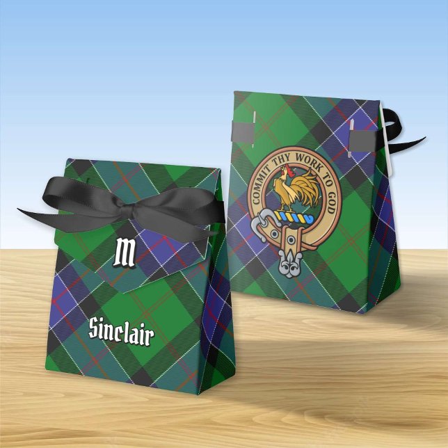Clan Sinclair Crest over Hunting Tartan Favour Box (Creator Uploaded)