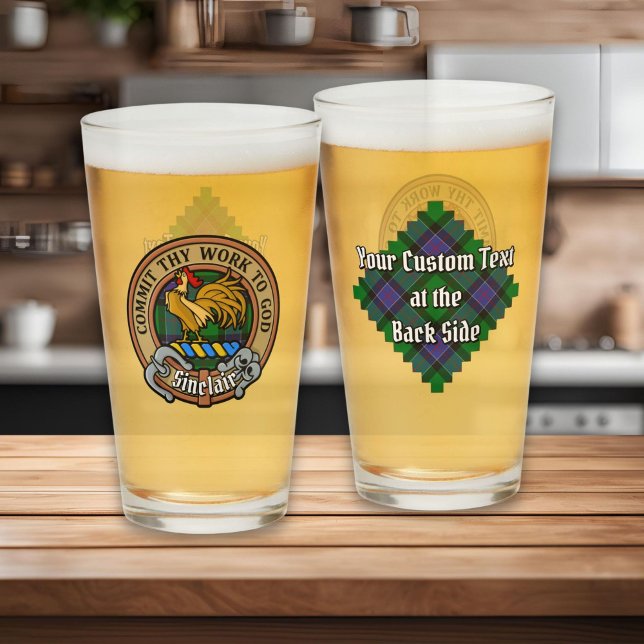 Clan Sinclair Crest over Hunting Tartan Glass (Creator Uploaded)
