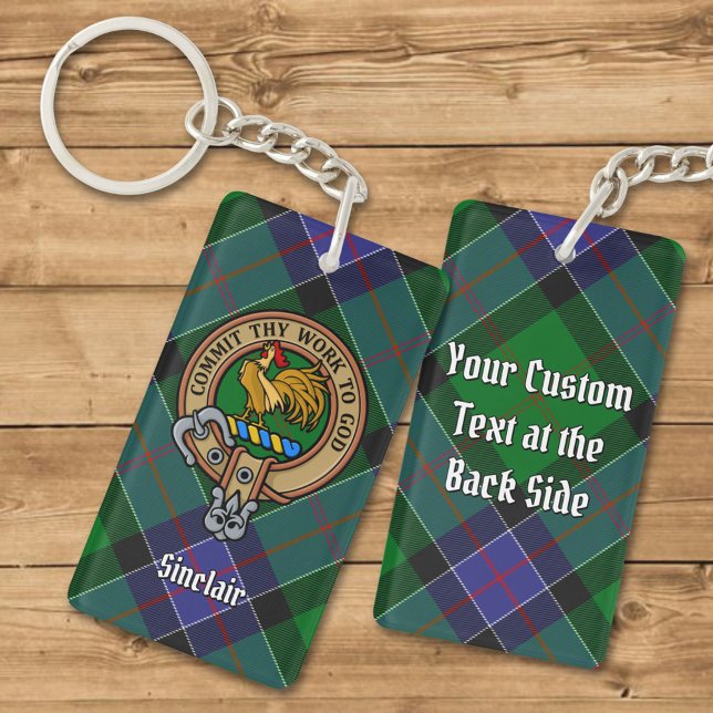 Clan Sinclair Crest over Hunting Tartan Key Ring (Creator Uploaded)