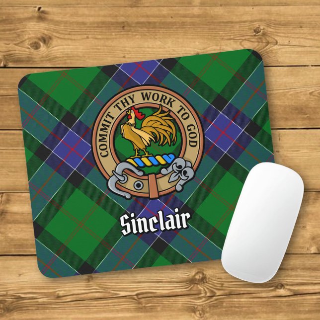 Clan Sinclair Crest over Hunting Tartan Mouse Mat (Creator Uploaded)