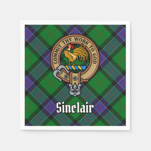Clan Sinclair Crest over Hunting Tartan Napkin