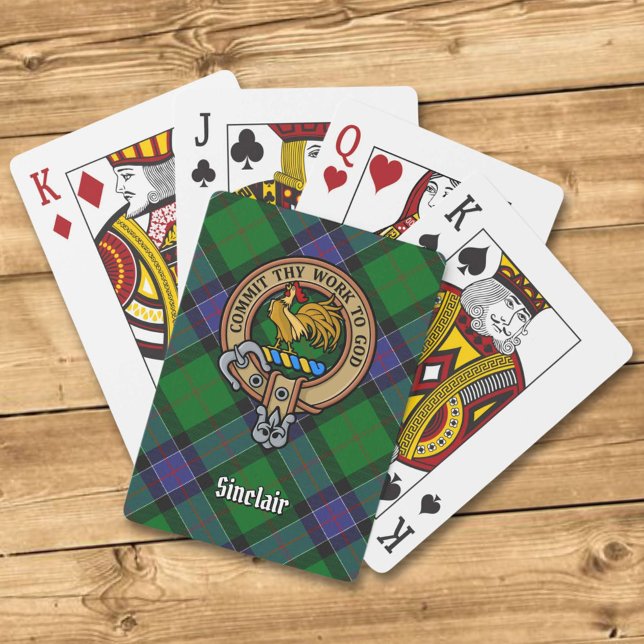 Clan Sinclair Crest over Hunting Tartan Playing Cards (Creator Uploaded)