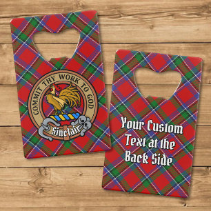 Clan Sinclair Crest over Red Tartan