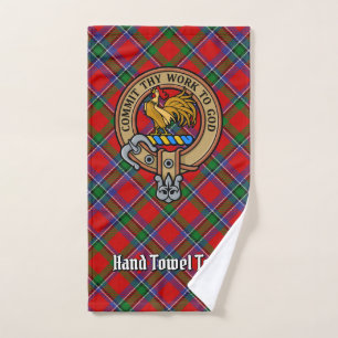 Clan Sinclair Crest over Red Tartan Bath Towel Set