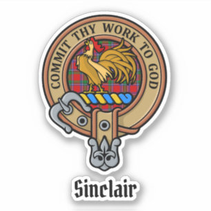 Clan Sinclair Crest over Tartan