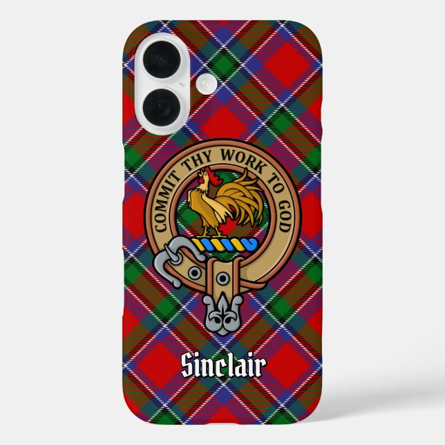 Clan Sinclair Crest over Tartan Case-Mate iPhone Case (Back)