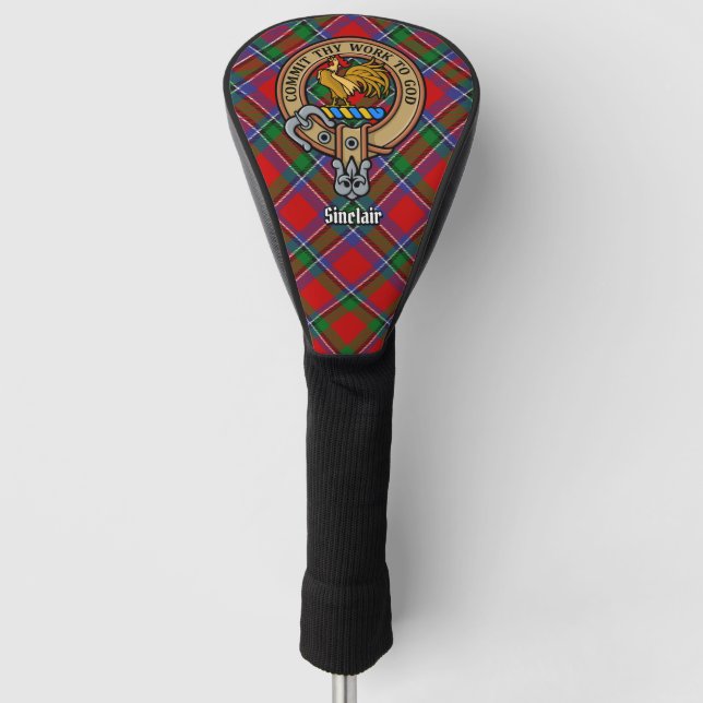 Clan Sinclair Crest over Tartan Golf Head Cover (Front)