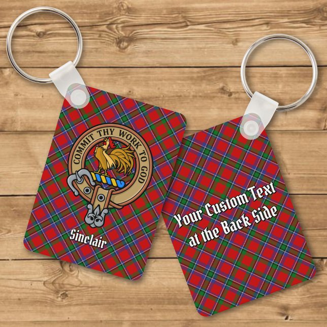 Clan Sinclair Crest over Tartan Key Ring (Creator Uploaded)