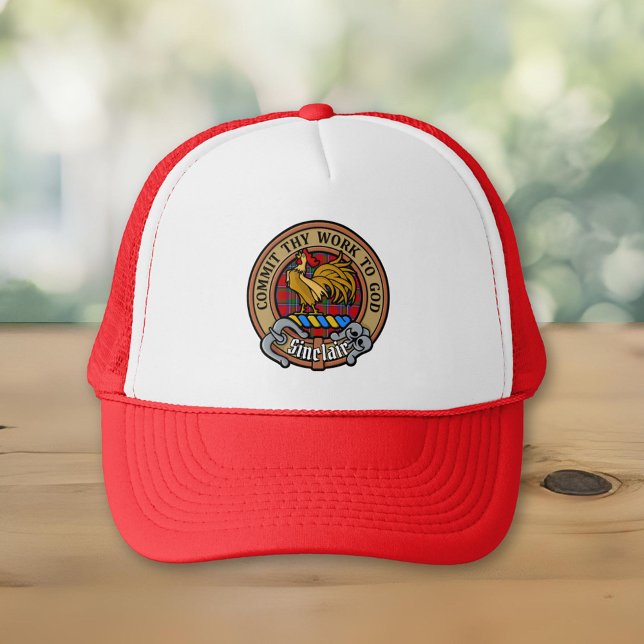 Clan Sinclair Crest over Tartan Trucker Hat (Creator Uploaded)