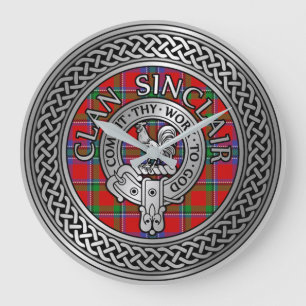 Clan Sinclair Crest & Tartan Knot Large Clock