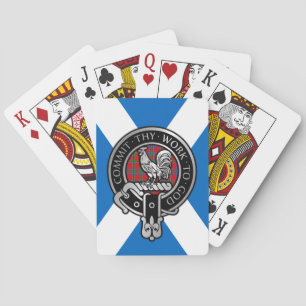 Clan Sinclair Crest & Tartan on Saltire Bicycle Pl Playing Cards