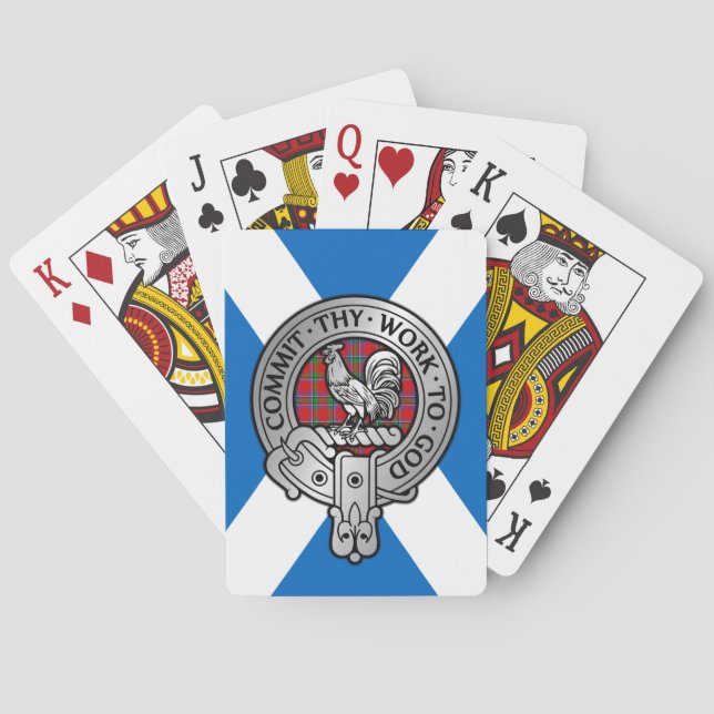 Clan Sinclair Crest & Tartan on Saltire Playing Cards (Back)