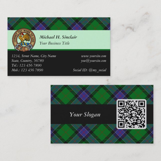 Clan Sinclair Hunting Tartan Business Card (Front/Back)
