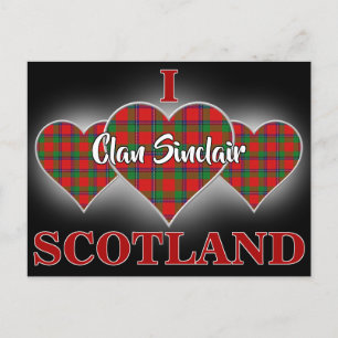 Clan Sinclair I Love Scotland Tartan Heart Postcard