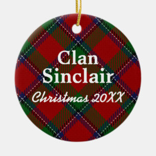 Clan Sinclair Scottish Tartan Ceramic Tree Decoration