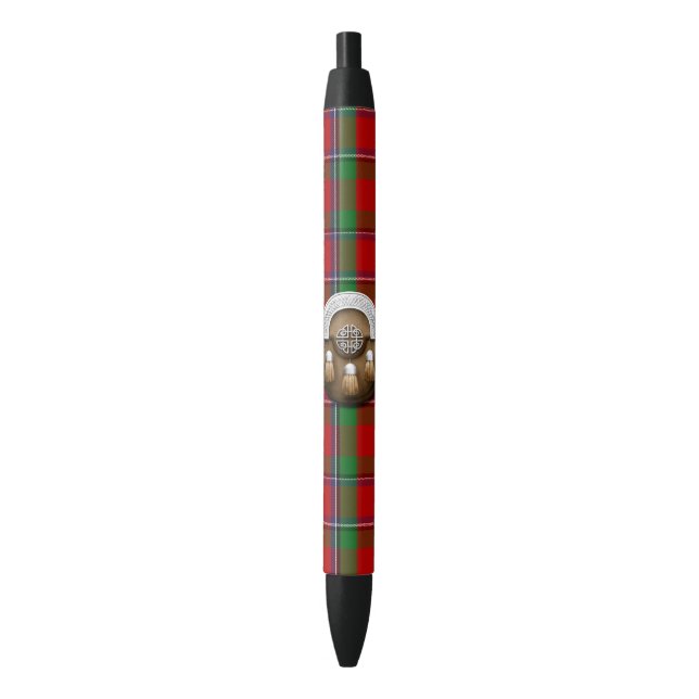 Clan Sinclair Tartan And Sporran Black Ink Pen (Front Vertical)