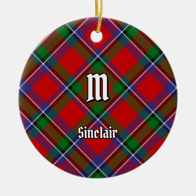 Clan Sinclair Tartan Ceramic Tree Decoration (Front)