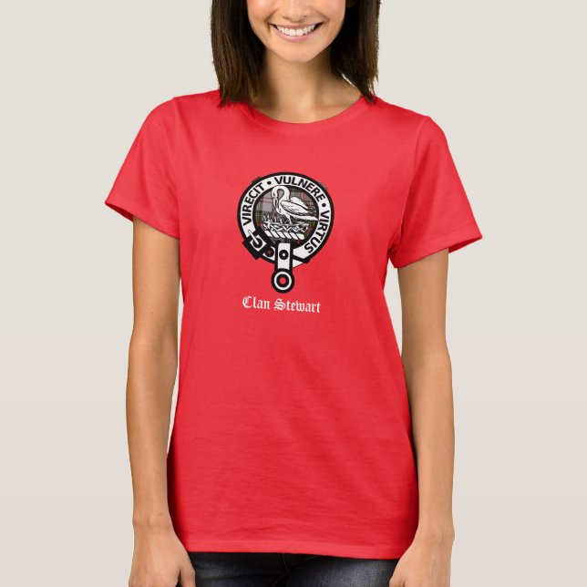 Clan Stewart Crest Badge & Tartan T-Shirt (Front)