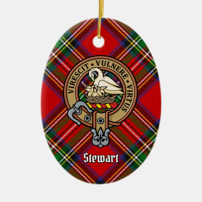 Clan Stewart Crest Ceramic Tree Decoration (Front)