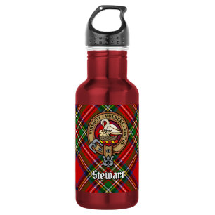 Clan Stewart Crest over Royal Tartan 532 Ml Water Bottle
