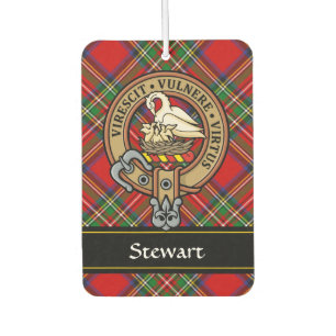 Clan Stewart Crest over Royal Tartan Car Air Freshener