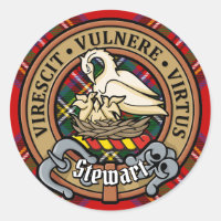 Clan Stewart Crest over Royal Tartan