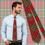 Clan Stewart Crest over Royal Tartan Tie<br><div class="desc">Clan Stewart crest badge surrounded by a strap and buckle over royal tartan background. Custom text.</div>
