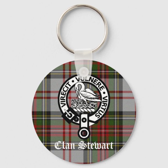 Clan Stewart Crest & Tartan Key Ring (Front)