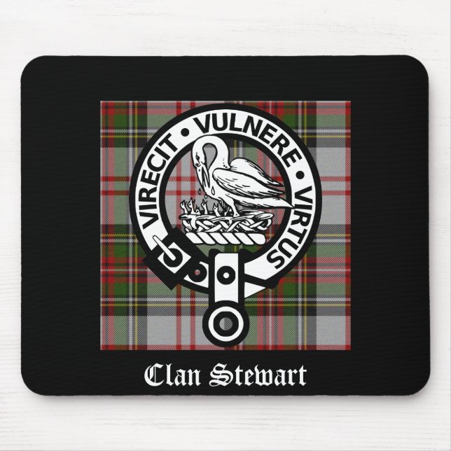 Clan Stewart Crest & Tartan Mouse Mat (Front)