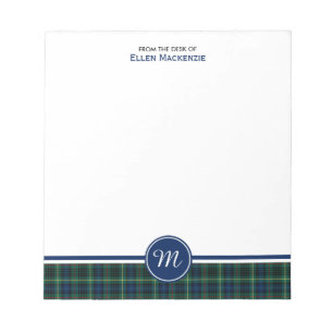 Clan Stewart Hunting Tartan Monogram Notepad