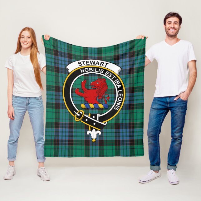 Clan Stewart Old Ancient (Stuart) of Bute Tartan P Fleece Blanket (In Situ)