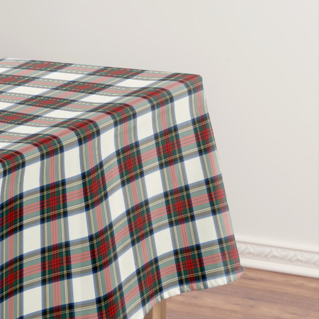 Clan Stewart Red and White Formal Dress Tartan Tablecloth (In Situ)