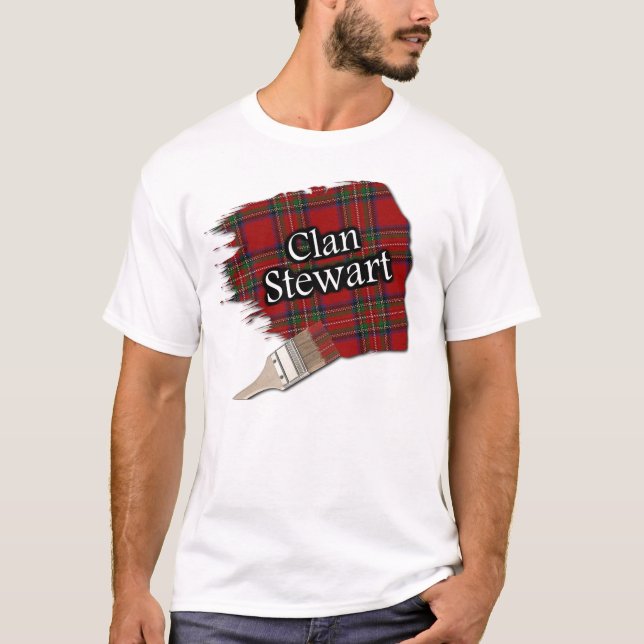 Clan Stewart Scottish Tartan Paint Shirt (Front)