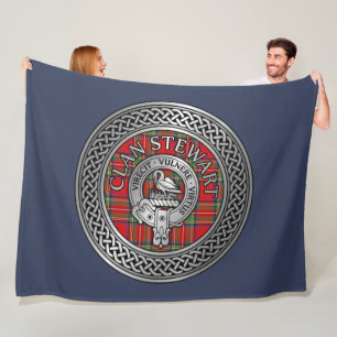 Clan Stewart   Stuart Crest & Tartan Knot Fleece Blanket
