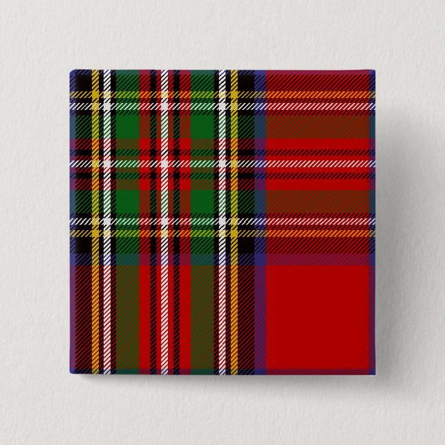 Clan Stewart Tartan 15 Cm Square Badge (Front)