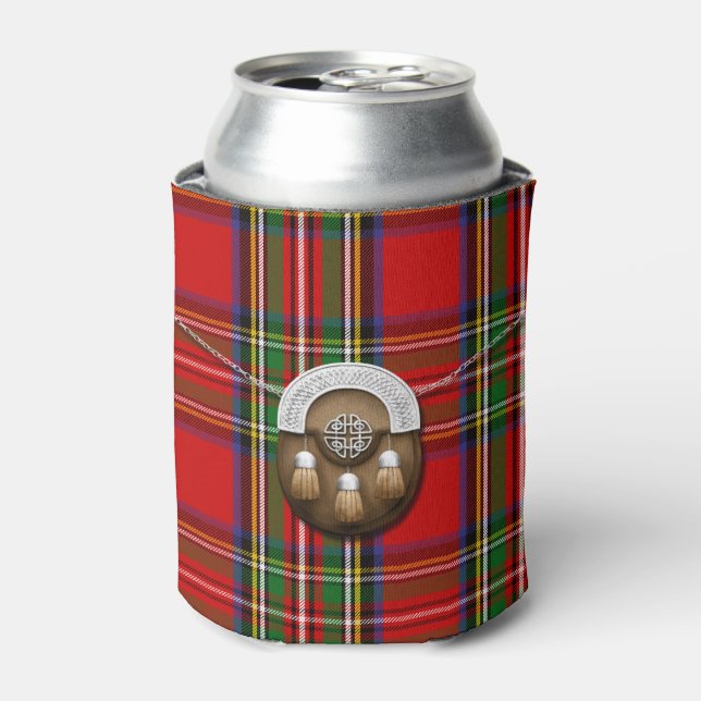 Clan Stewart Tartan And Sporran Can Cooler (Can Front)