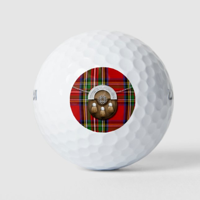 Clan Stewart Tartan And Sporran Golf Balls (Front)