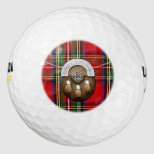 Clan Stewart Tartan And Sporran Golf Balls