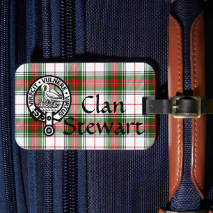Clan Stewart Tartan Crest Luggage Tag