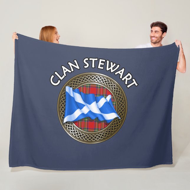 Clan Stewart Tartan Knot & Flag Fleece Blanket (In Situ)