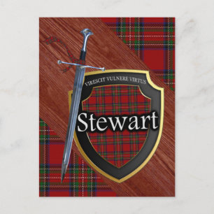Clan Stewart Tartan Sword & Shield Postcard