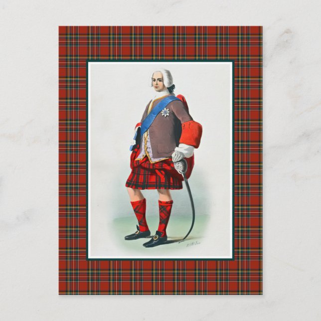Clan Stewart Vintage Illustration Tartan Frame Postcard (Front)