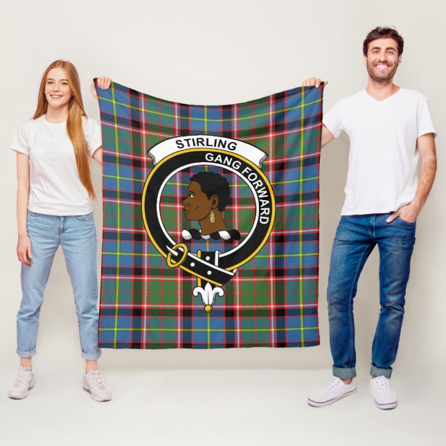 Clan Stirling (of Keir) Tartan Plaid Fleece Blanket (In Situ)