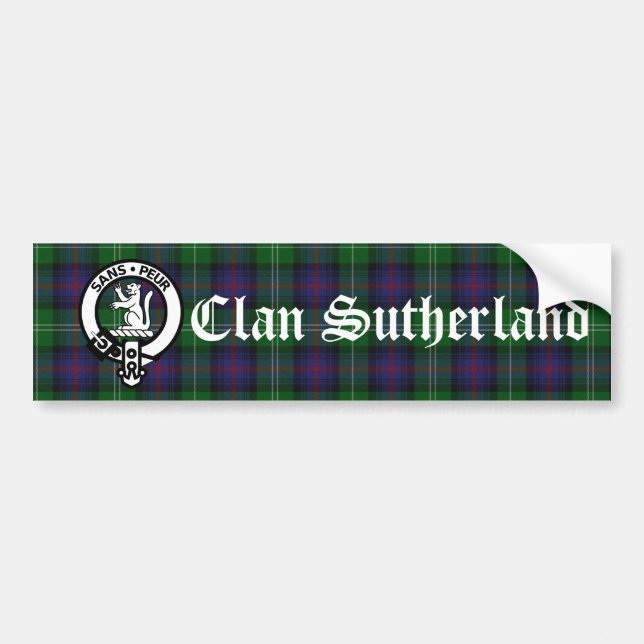 Clan Sutherland Crest Badge & Tartan Bumper Sticker (Front)